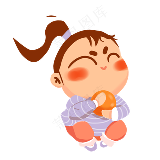 可爱的女孩吃水果免抠图