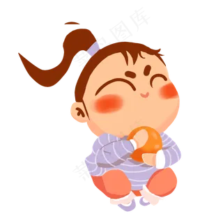 可爱的女孩吃水果免抠图