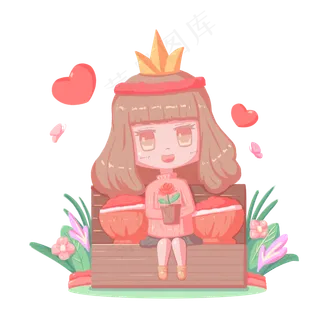 三八妇女节女神人物卡通手绘免扣