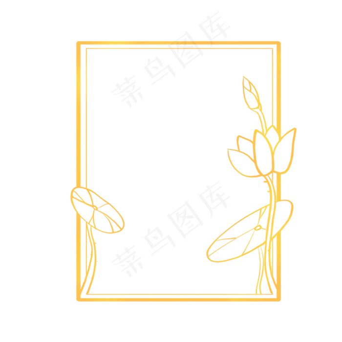 金色荷花边框(2000X2000(DPI:300))psd模版下载