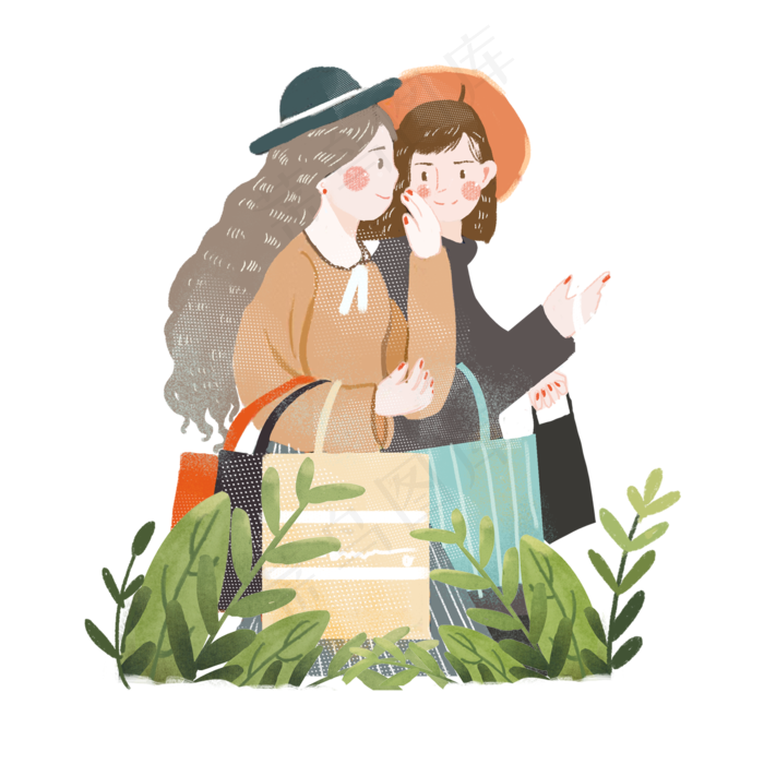 购物女孩狂欢节618png素材