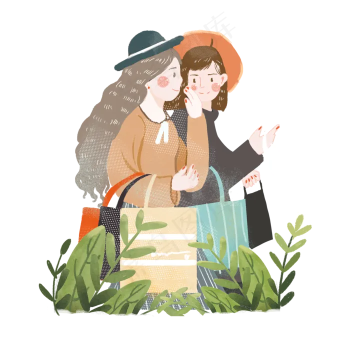 购物女孩狂欢节618png素材(2000X2000(DPI:300))psd模版下载