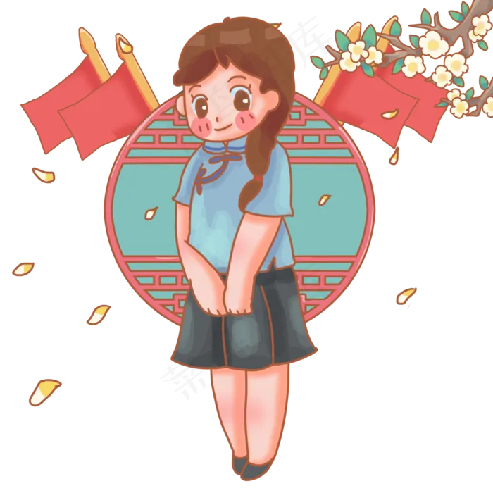 优雅的民国女生可爱(2000X2000(DPI:300))psd模版下载