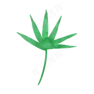 春天绿色水彩树叶