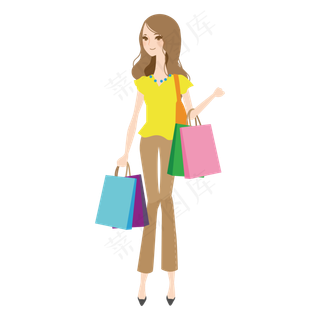 618多彩卡通手绘美女购物