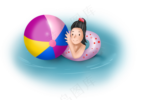 暑假夏日大暑小暑游泳的女孩