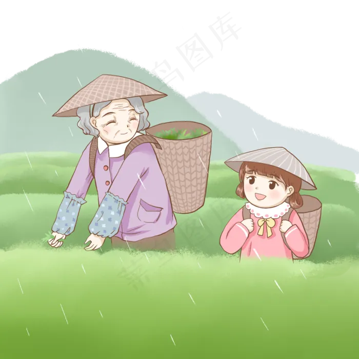 24节气谷雨节气套图,免抠元素(2000X2000(DPI:300))psd模版下载