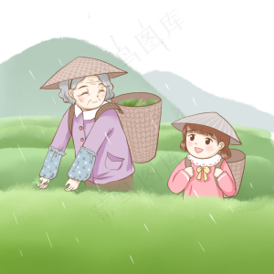 24节气谷雨节气套图,免抠元素