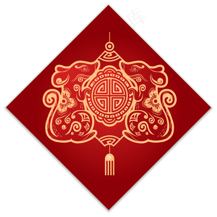 鼠年新年剪纸风格素材,免抠元素