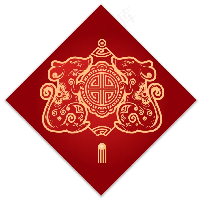 鼠年新年剪纸风格素材,免抠元素(2000*2000px 300 dpi )ai矢量模版下载