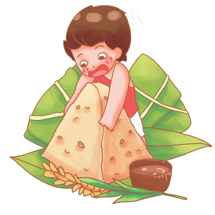 抱着大粽子大口吃(2000X2000(DPI:300))psd模版下载