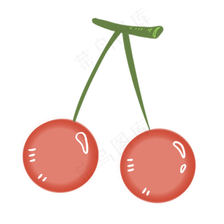橘色水彩手绘水果中国樱桃
