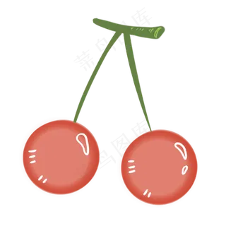 橘色水彩手绘水果中国樱桃
