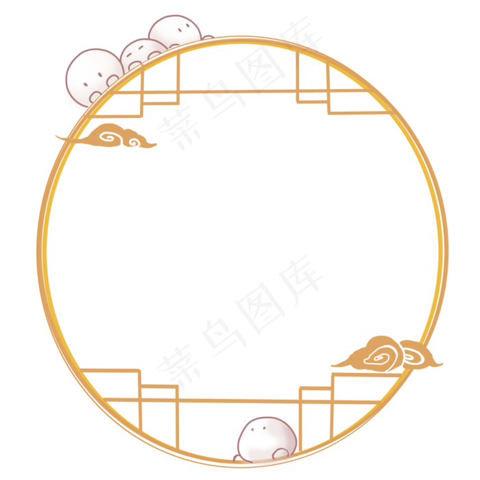 元宵节古风古典风格金色边框矢量,免抠元素(2000X2000(DPI:300))psd模版下载