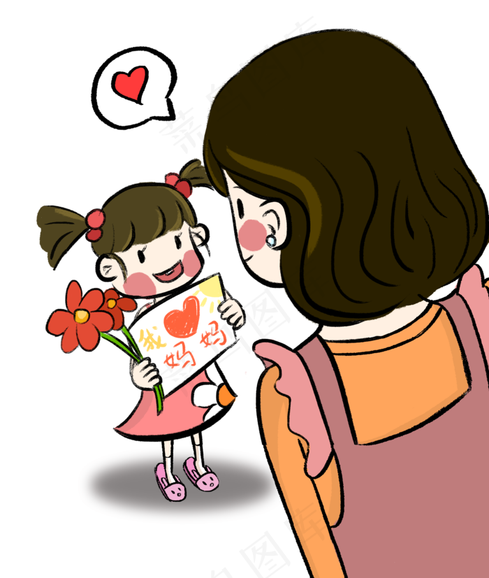 母亲节女儿送给妈妈鲜花暖色调友