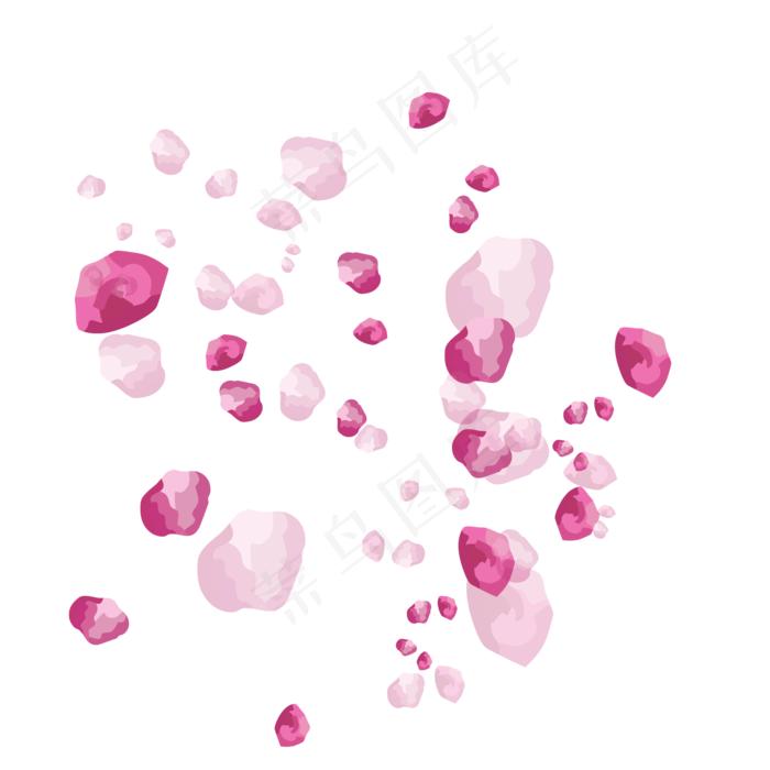 手绘植物漂浮的粉红花瓣,免抠元素