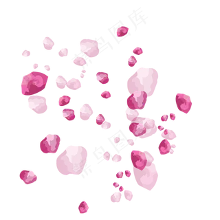 手绘植物漂浮的粉红花瓣,免抠元素