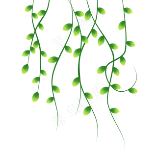 卡通绿色植物藤蔓,免抠元素