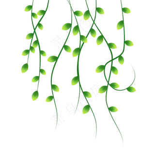 卡通绿色植物藤蔓,免抠元素