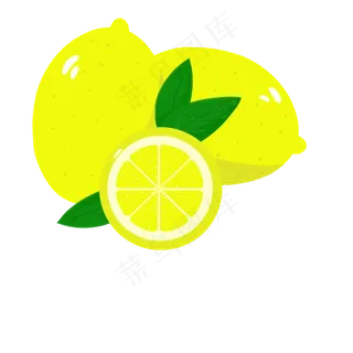 清新新鲜柠檬与柠檬片