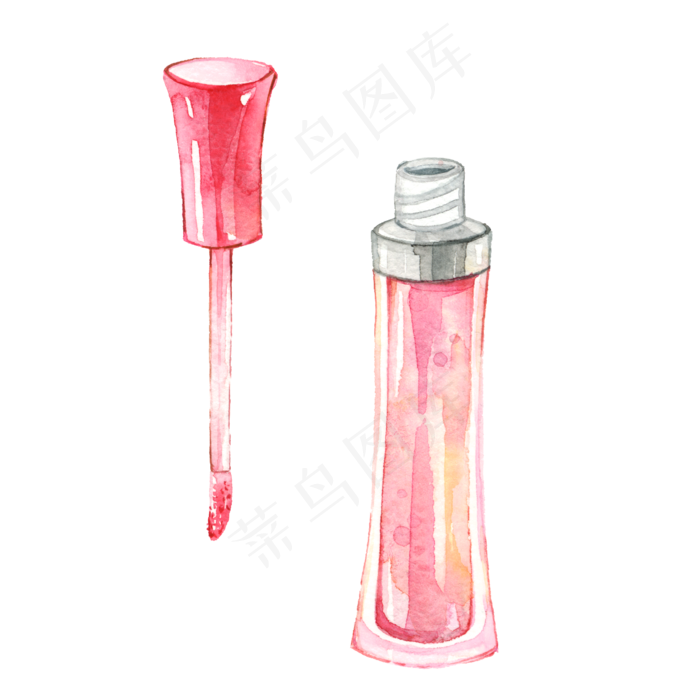 女生小清新水彩口红液,免抠元素