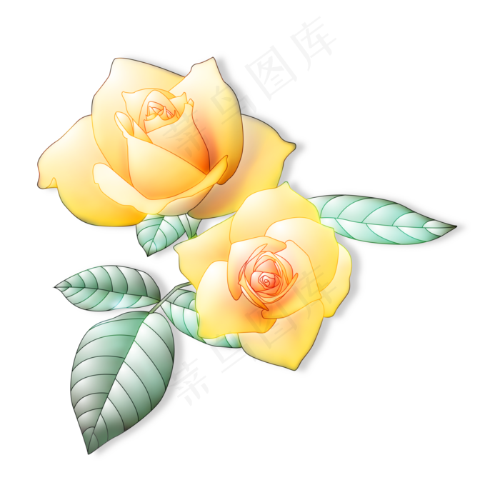 一对黄色的玫瑰