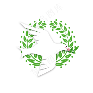 和平橄榄枝和平鸽手绘小清新国外