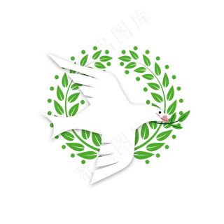 和平橄榄枝和平鸽手绘小清新国外