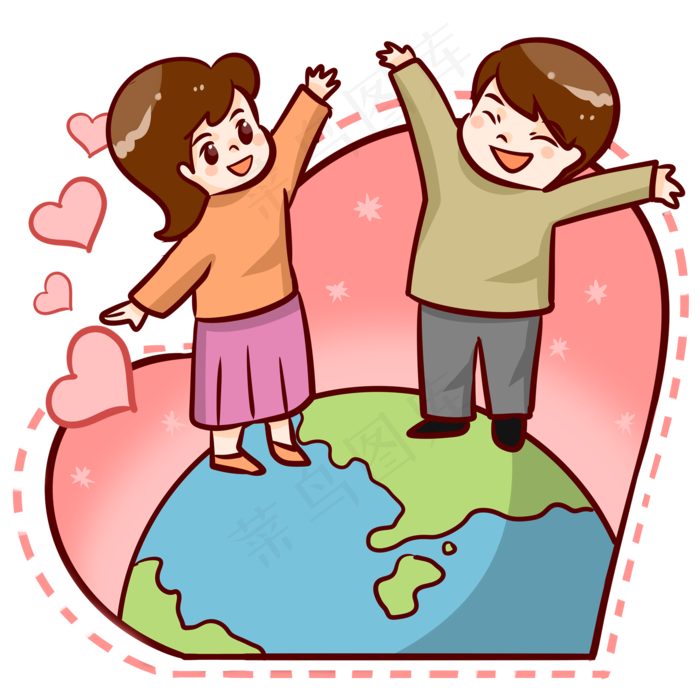 世界地球日情侣爱心地球