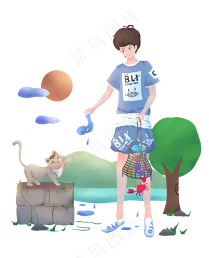 立夏猫咪玩耍