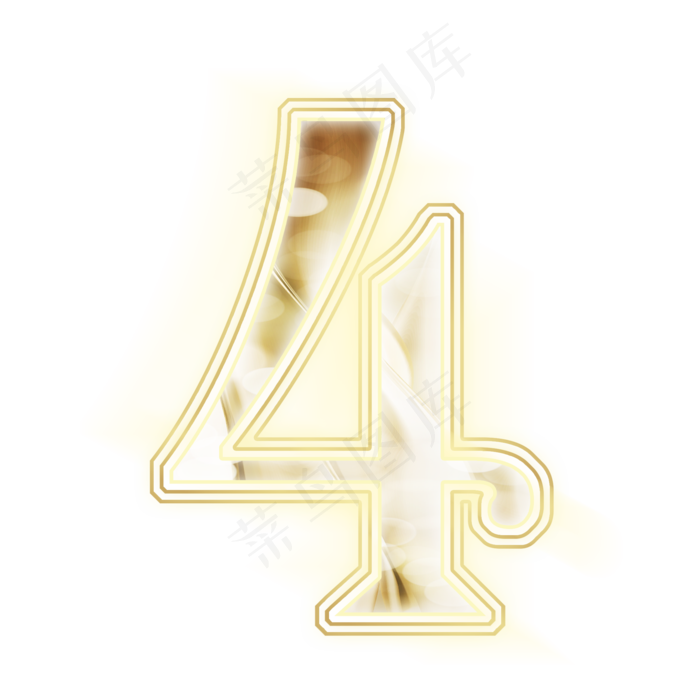 金色光效数字4(2000*2000px 	      )psd模版下载