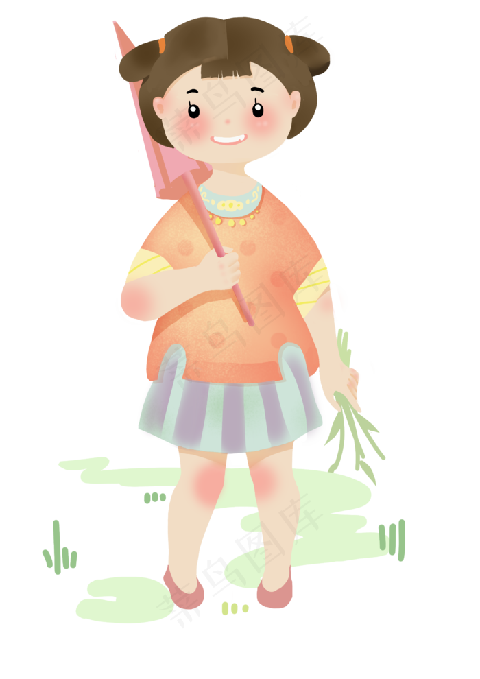 谷雨拿着伞的女孩插画