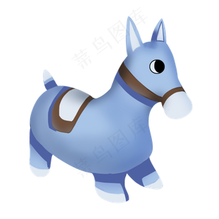 卡通蓝色摇摇马