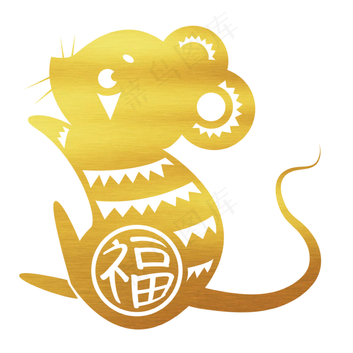 鼠年烫金老鼠剪纸窗花,免抠元素(3544*3544px 300 dpi )ai矢量模版下载