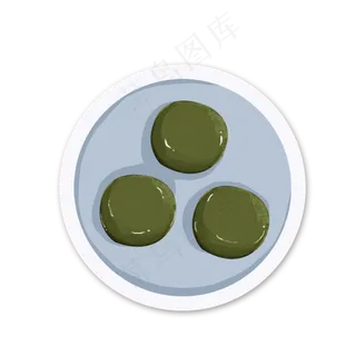 一盘青团食物矢量素材