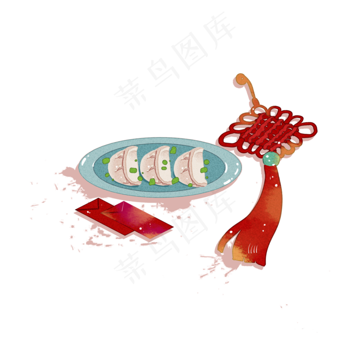 新年挂件中国结饺子,免抠元素(2000X2000(DPI:300))psd模版下载