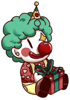 愚人节快乐送礼卡通小丑形象,免抠元素