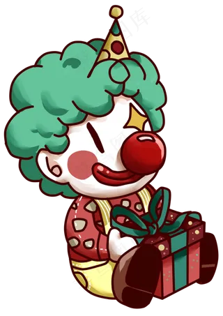 愚人节快乐送礼卡通小丑形象,免抠元素