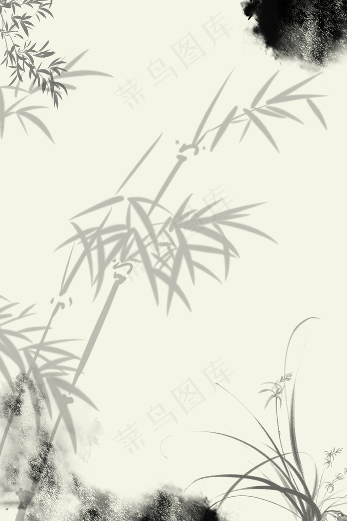 文墨青竹背景素材