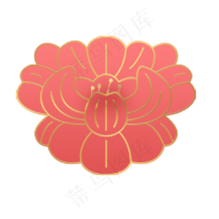 红色镶金边的花朵免抠图