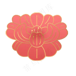 红色镶金边的花朵免抠图