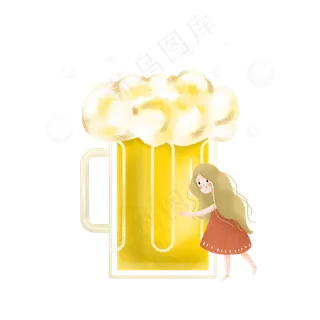 夏季抱着啤酒的女孩