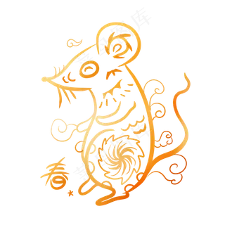 烫金中国风鼠年装饰,免抠元素