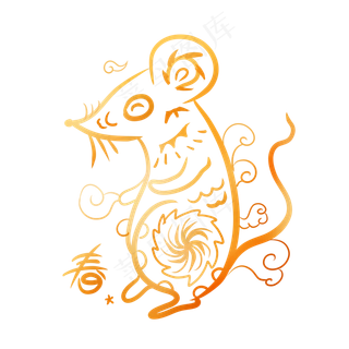 烫金中国风鼠年装饰,免抠元素