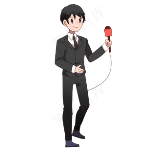 手拿话筒采访记者