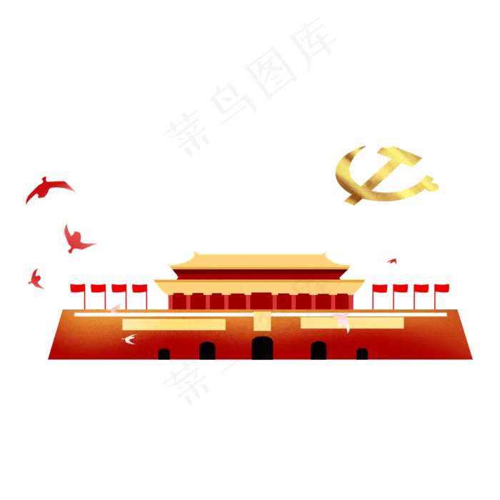 渐变党建*剪影(2000*2000px 300 dpi )ai矢量模版下载