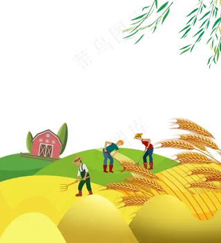 免抠金黄色芒种节气