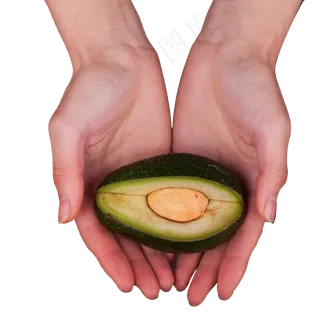 灰色手捧牛油果食物元素