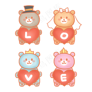 手绘情人节马卡龙色系PNG免抠