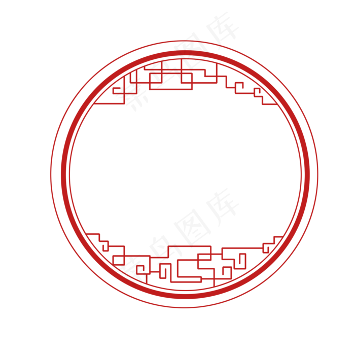 红色中国古代边框装饰图案免扣图,免抠元素